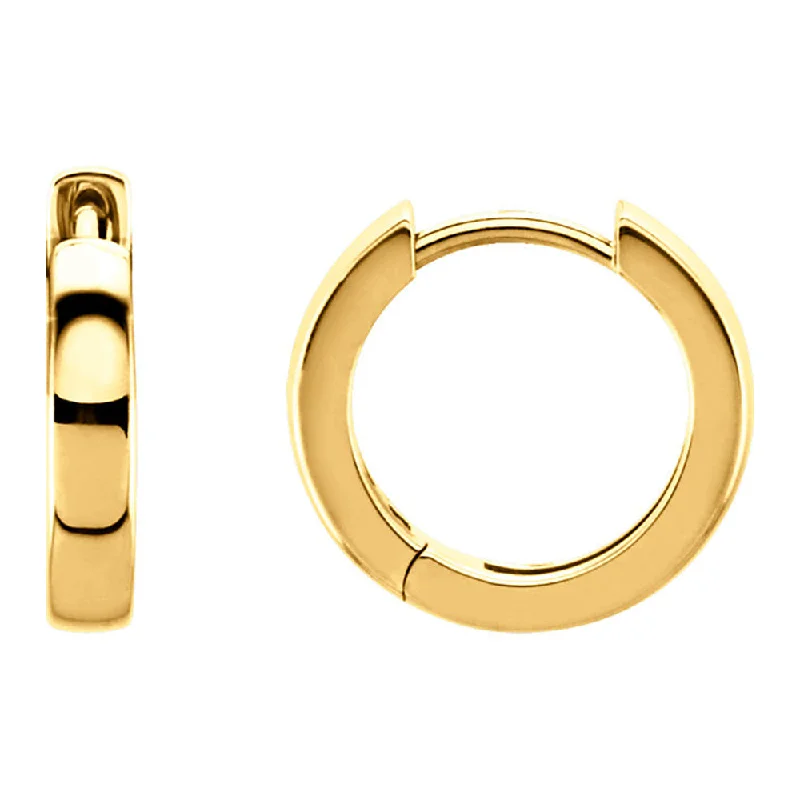 Women's earrings blush-bar-3 x 17.5mm (1/8 x 5/8 Inch) 14k Yellow Gold Hinged Round Hoop Earrings