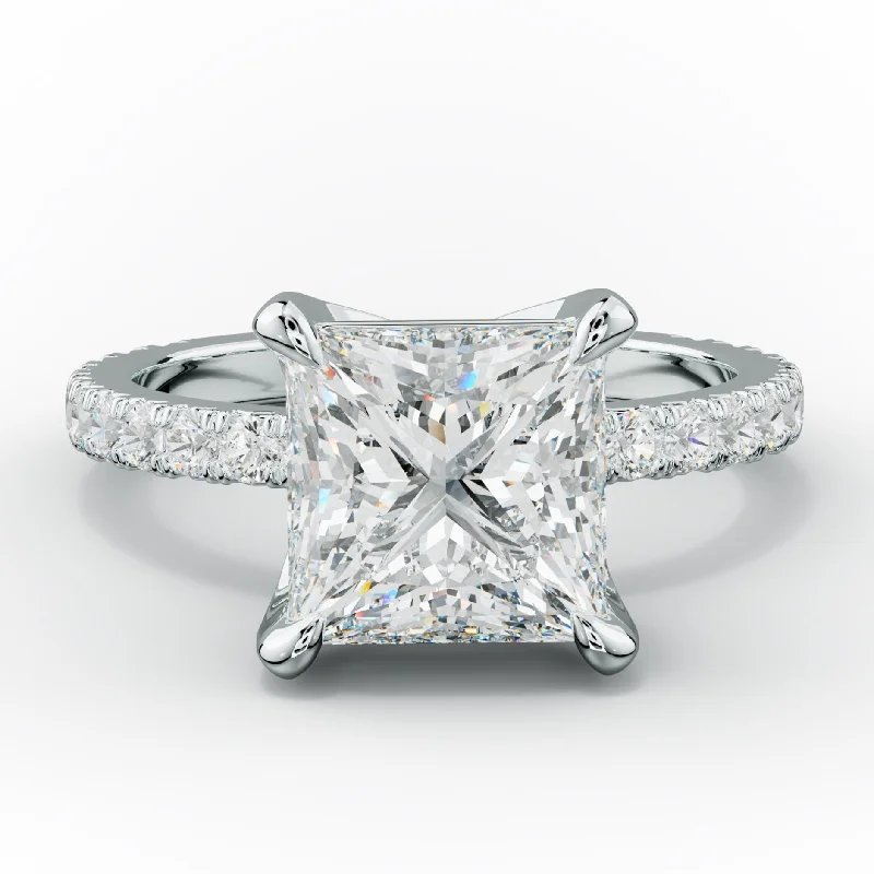 Women's engagement rings fine-pave-Evelyn Princess Cut Diamond Engagement Ring