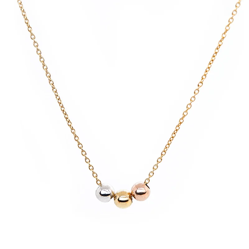 Women's necklaces fine-velvet-Triple Points Necklace, Solid Gold