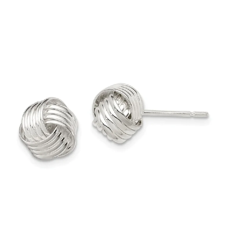 Women's earrings Victorian-gleam-10mm Ridged Love Knot Earrings in Sterling Silver