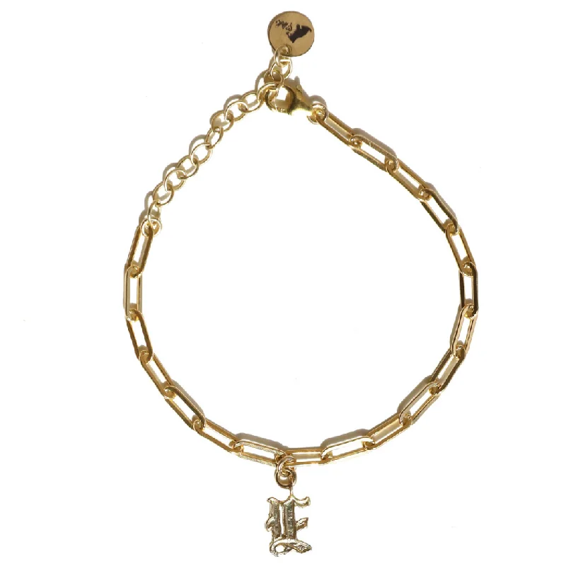 Women's bracelets retro-luxe-Custom Old English Initial Bracelet