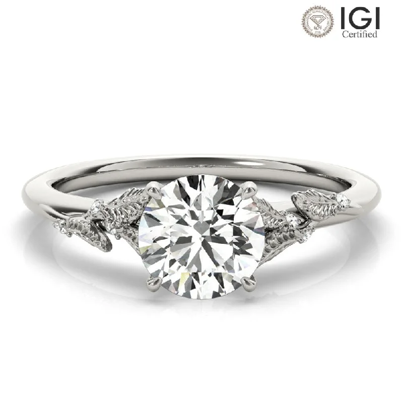 Women's engagement rings blush-shank-Laurel Round Lab Grown Diamond Solitaire Engagement Ring IGI Certified