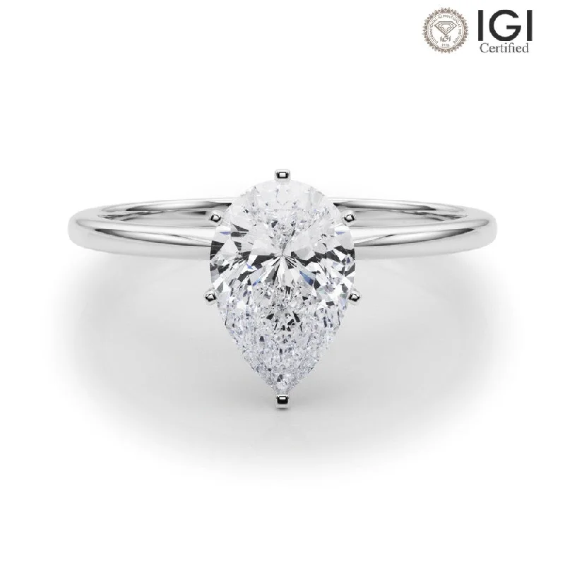 Women's engagement rings heirloom-bezel-Angelica Pear Lab Grown Diamond Solitaire Engagement Ring IGI Certified