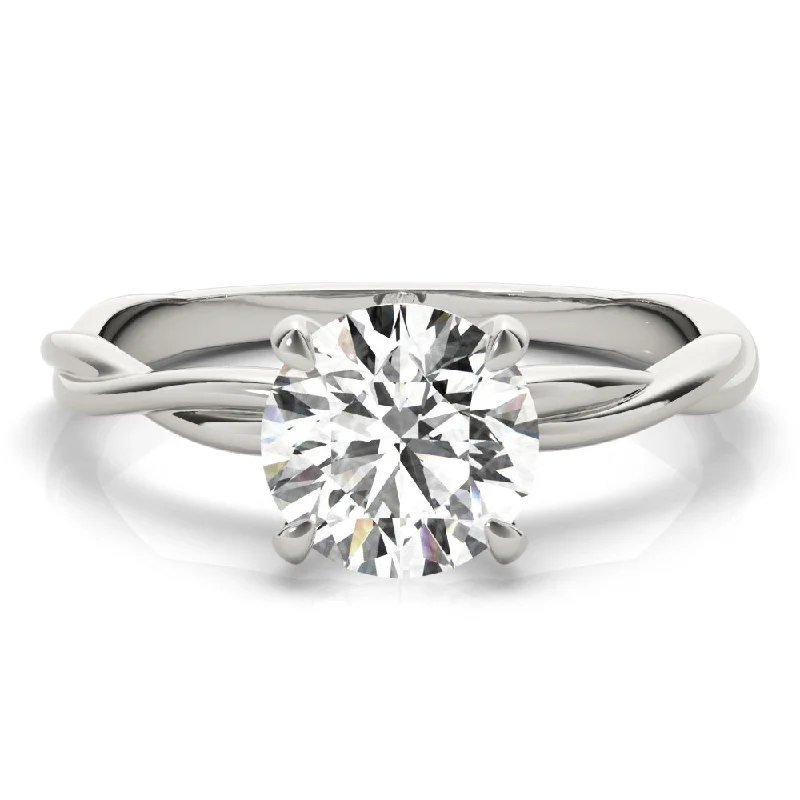 Women's engagement rings glowing-bezel-Twisted Vine Round Diamond Solitaire Engagement Ring