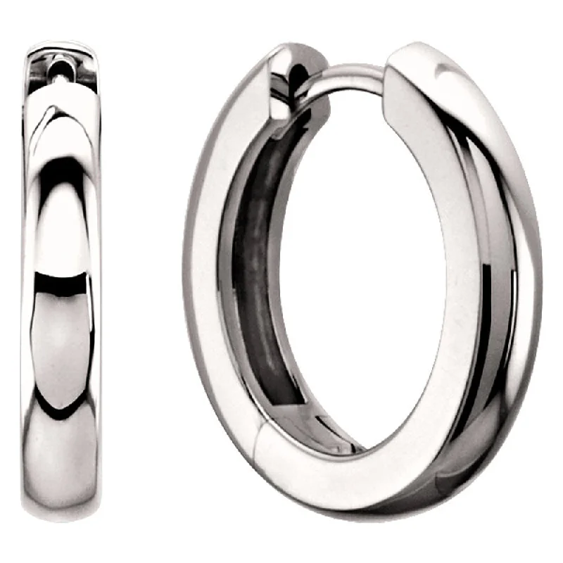 Women's earrings playful-edge-3 x 17.5mm (1/8 x 5/8 Inch) 14k White Gold Hinged Round Hoop Earrings