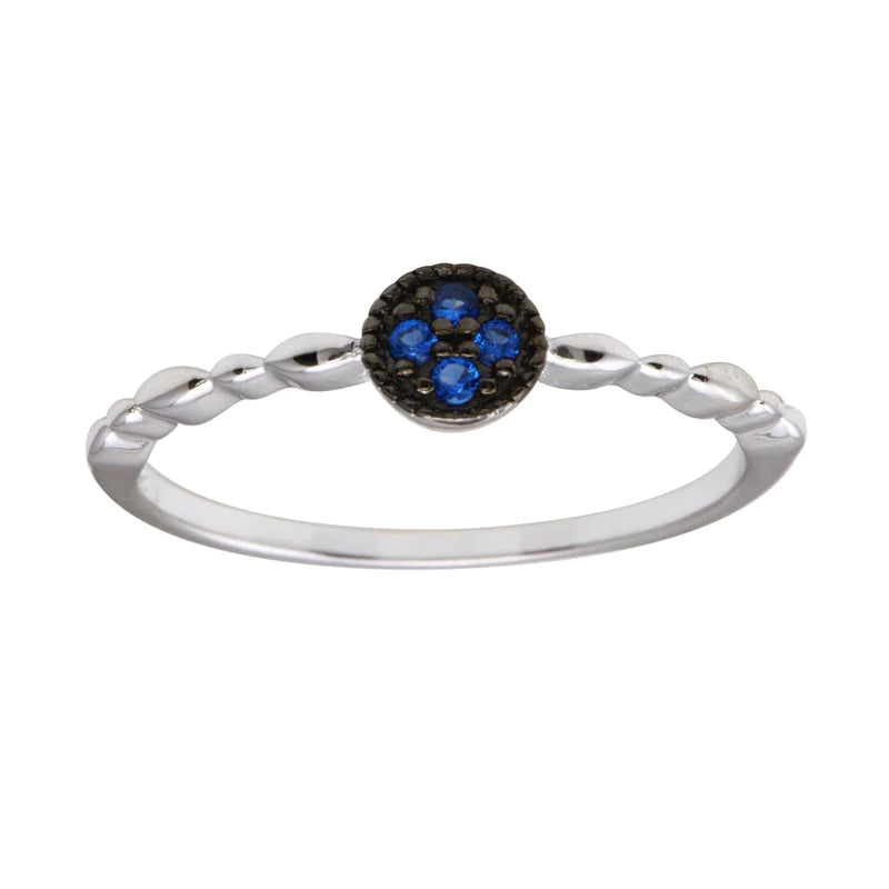 Women's rings eternal-luxe-Silver 925 Rhodium Plated Round Shape 4 Blue CZ Ring