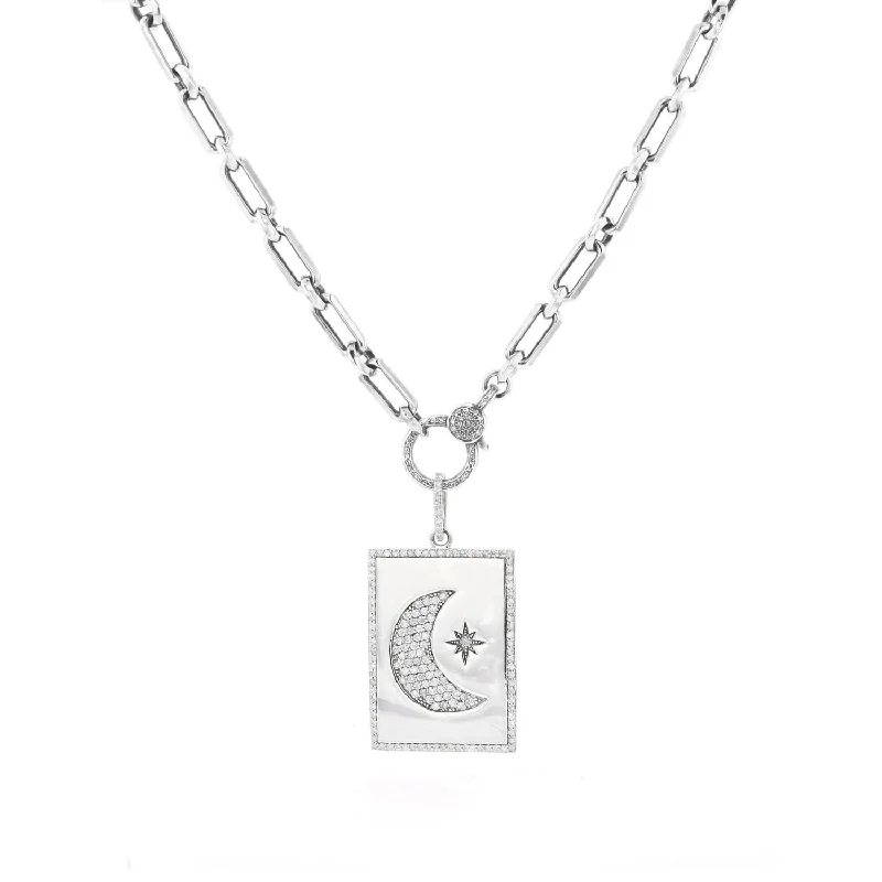 Women's necklaces starry-chic-Moon Dreams Diamond Pendant Necklace  N0002733