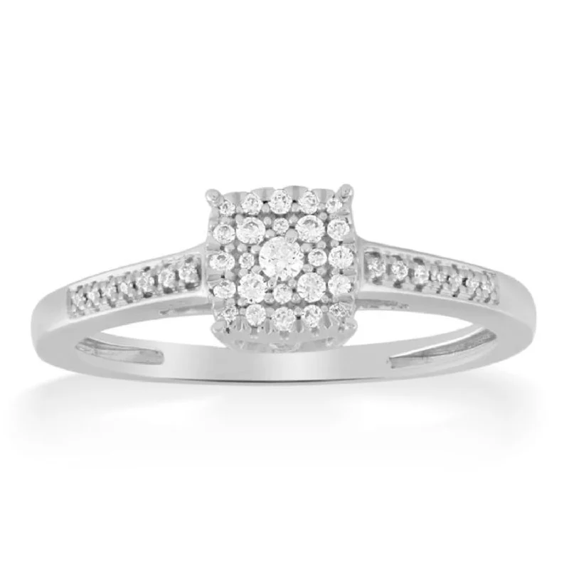 Women's engagement rings blush-accent-1/7 CTW Diamond Engagement Ring in 10KT White Gold