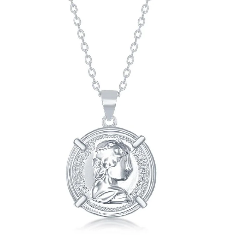 Women's necklaces arched-link-Sterling Silver Queen Elizabeth Coin Necklace