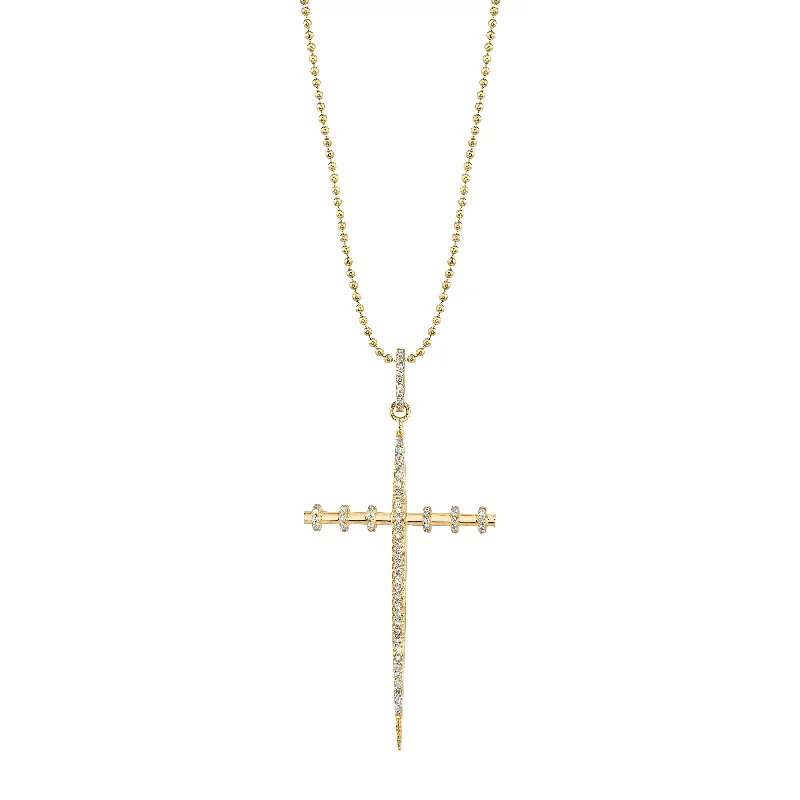 Women's necklaces peachy-hue-14K Gold Armour Cross Necklace  NG000177