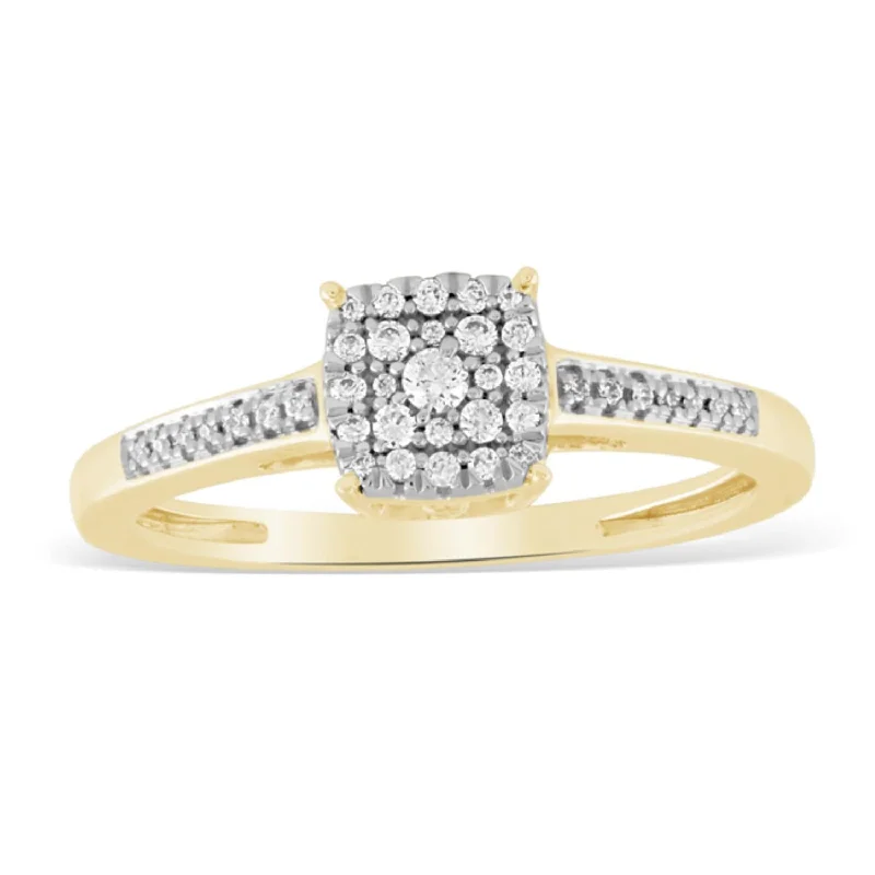 Women's engagement rings sculpted-twist-1/7 CTW Diamond Engagement Cluster Ring in 10KT Yellow Gold