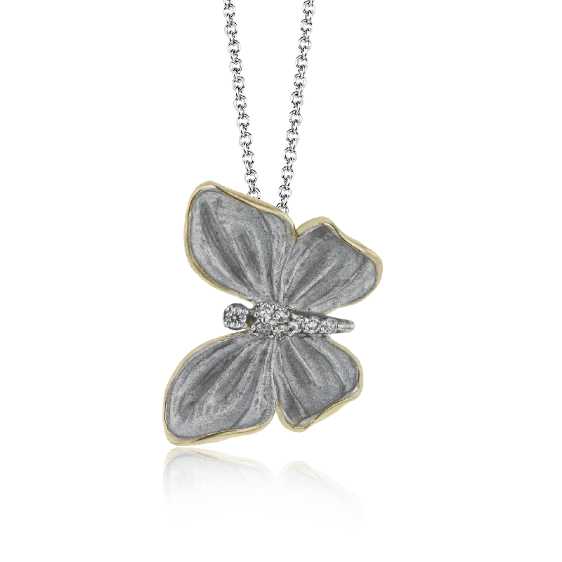 Women's necklaces Victorian-relic-Monarch Butterfly Pendant Necklace in 18k Gold with Diamonds DP267-G