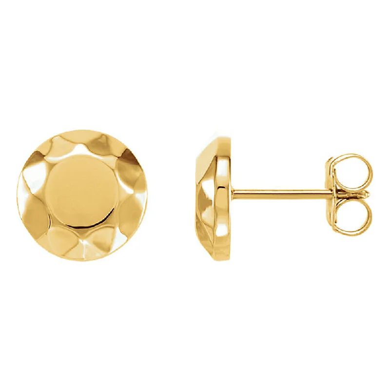 Women's earrings elegant-heirloom-9mm (3/8 Inch) 14k Yellow Gold Faceted Circle Stud Earrings