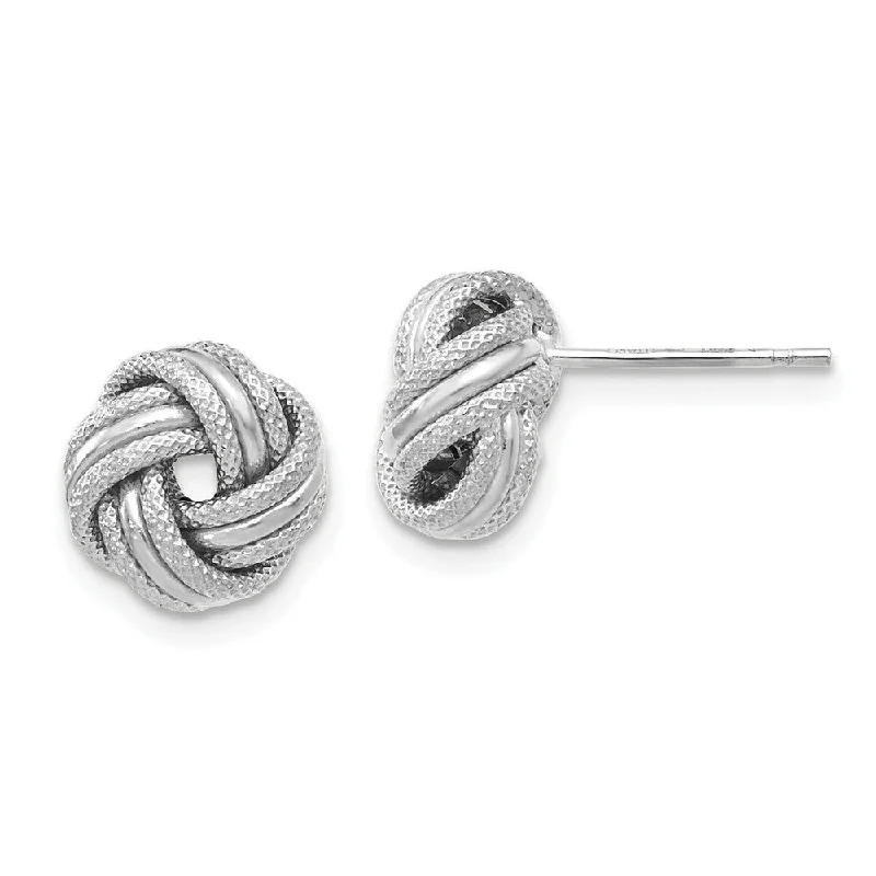 Women's earrings modern-vine-8.5mm (5/16 in) 14k White Gold Polished & Textured Love Knot Earrings