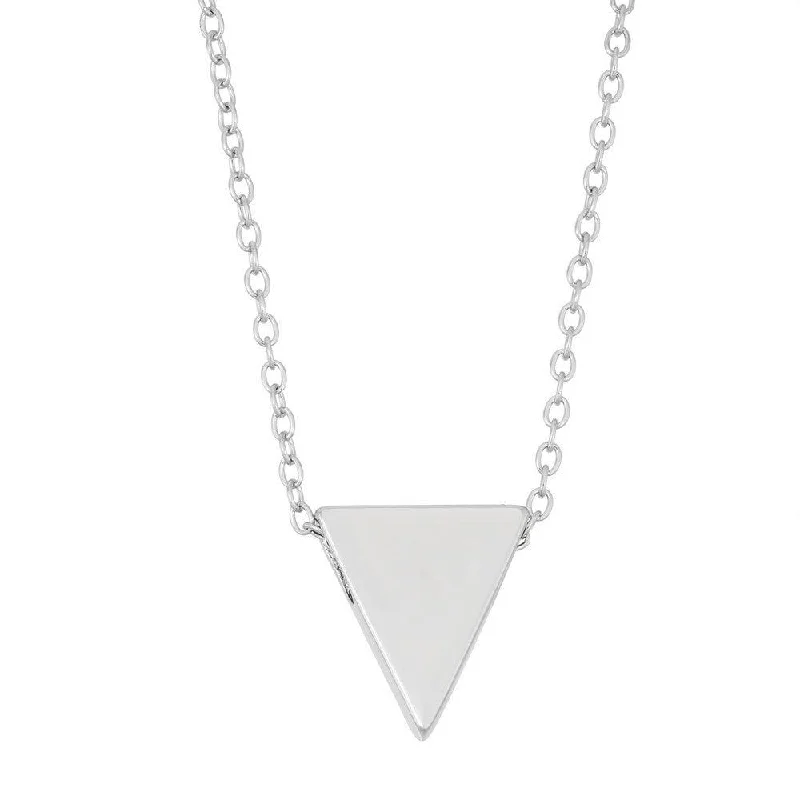 Women's necklaces rustic-platinum-Sterling Silver Small Shiny Triangle Necklace