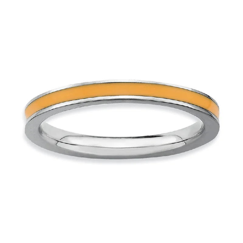 Women's rings luxe-crystal-2.25mm Sterling Silver Stackable Orange Enameled Band