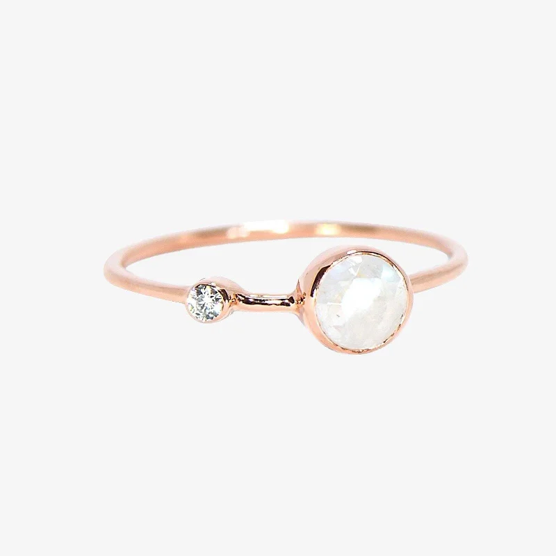 Women's rings blush-link-Moonstone Double Stone Ring