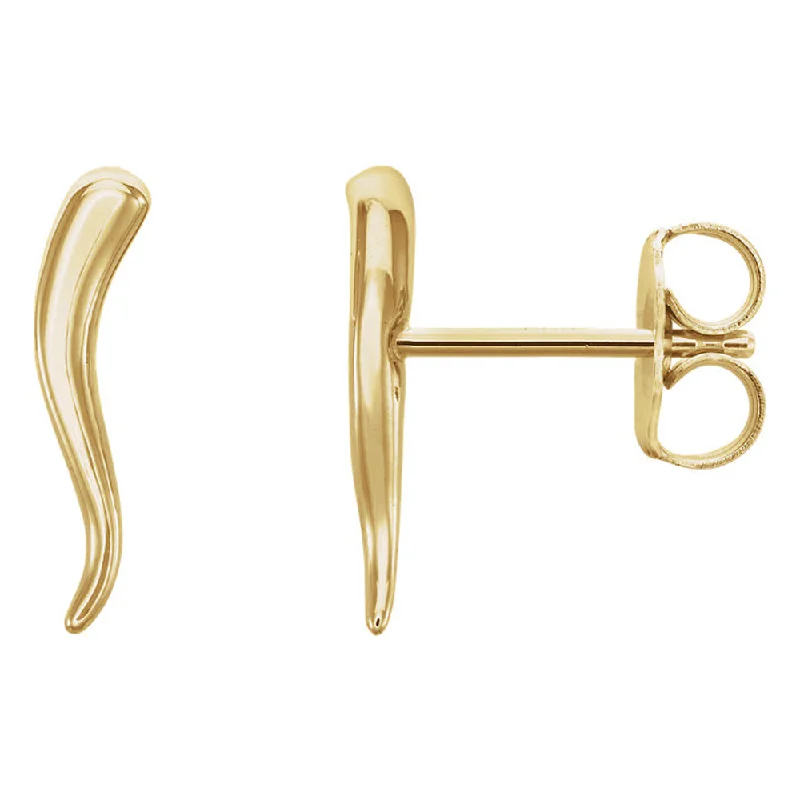 Women's earrings eternal-shimmer-2.8mm x 12mm (7/16 Inch) 14k Yellow Gold Small Italian Horn Earrings