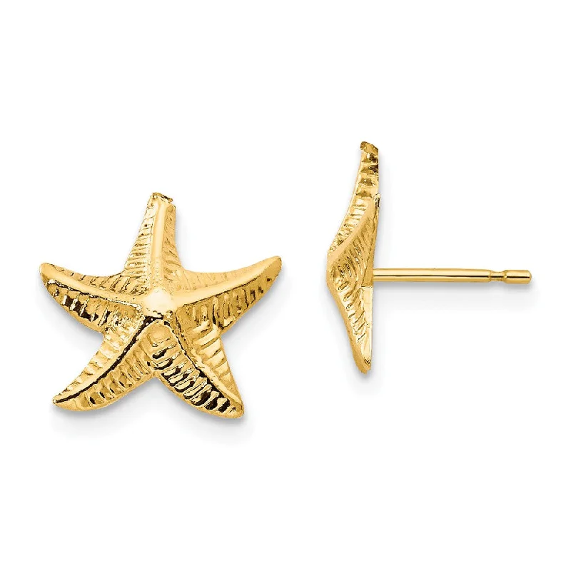 Women's earrings blush-link-14k Yellow Gold 11mm Textured Starfish Post Earrings