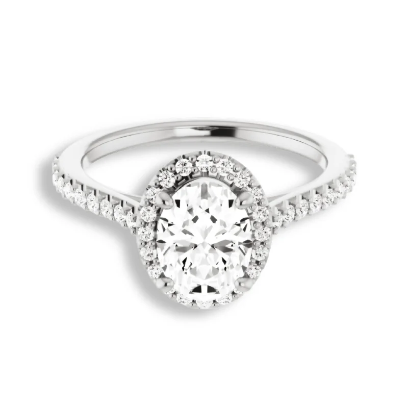 Women's engagement rings starry-diamond-Oval Cut Diamond Halo Engagement Ring