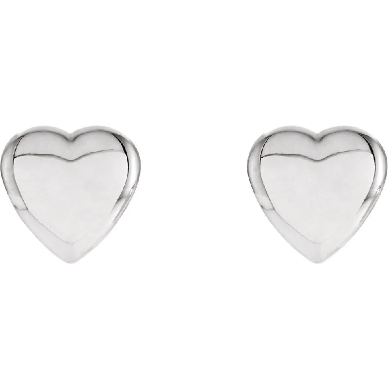 Women's earrings subtle-twist-Sterling Silver Solid Heart Post Earrings, 8mm