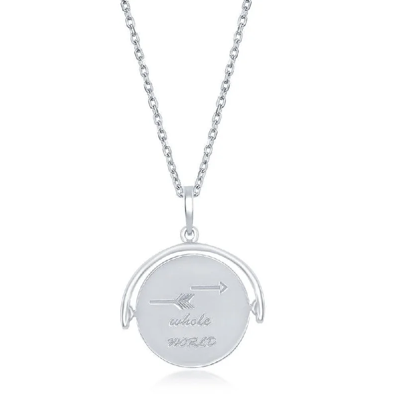 Women's necklaces peachy-shine-Sterling Silver Arrow Spinning Disc Necklace