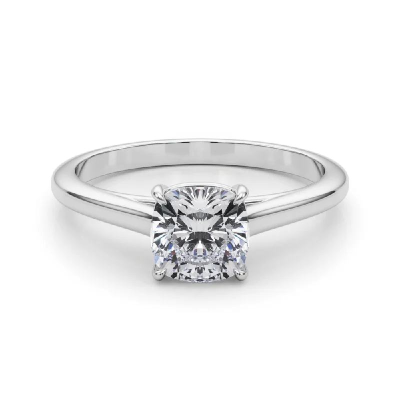 Women's engagement rings retro-glam-Amelia Cushion Diamond Solitaire Engagement Ring