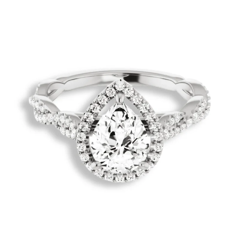 Women's engagement rings playful-edge-Pear Cut Diamond Halo Engagement Ring