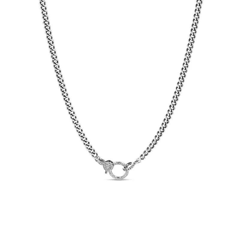 Women's necklaces glowing-zircon-Short Curb Chain Necklace with Diamond Claw Clasp - 17" NB000086