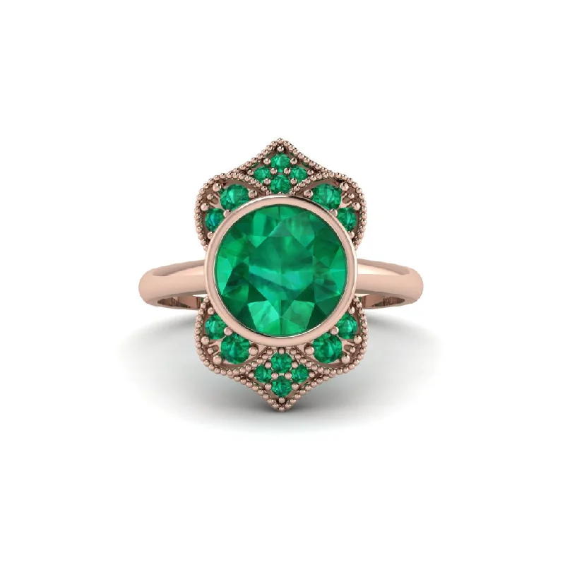 Women's engagement rings modern-asymmetry-Emerald Bezel Vintage-Inspired Engagement Ring - Olive No. 20