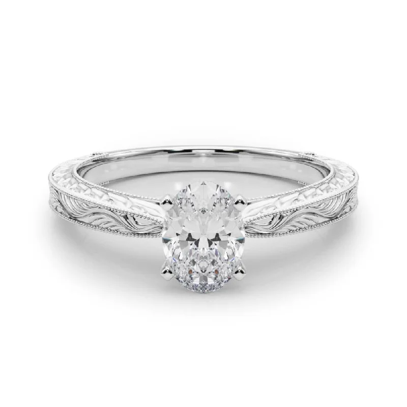 Women's engagement rings blush-shank-Victoria Oval Diamond Solitaire Engagement Ring