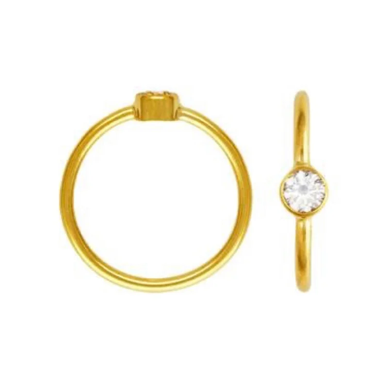 Women's rings satin-gold-CZ Bezel Stacking Ring