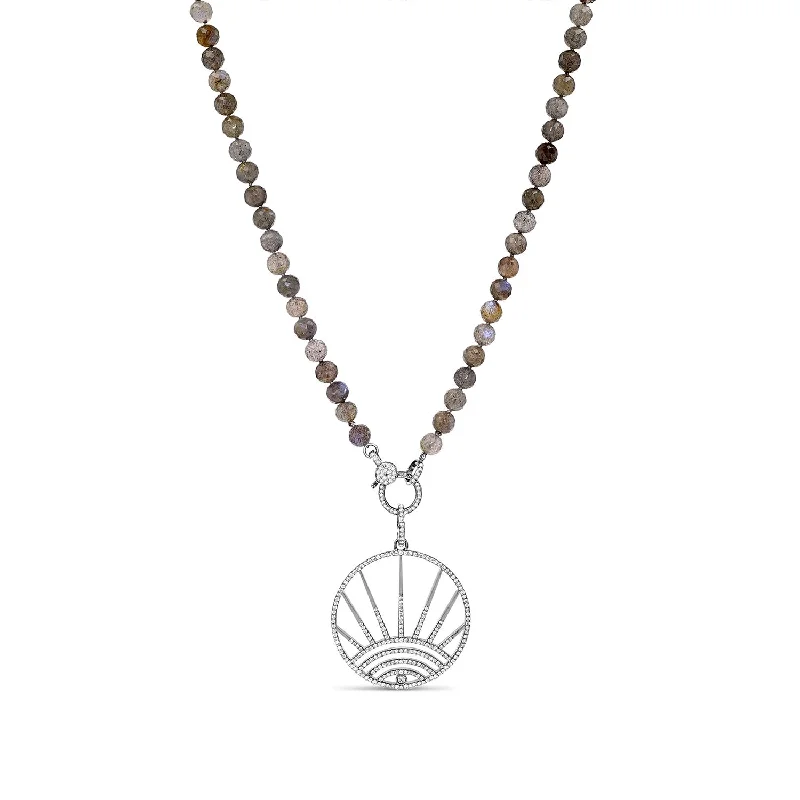 Women's necklaces night-luxe-Diamond Sunrise on Knotted Labradorite Necklace N0002422