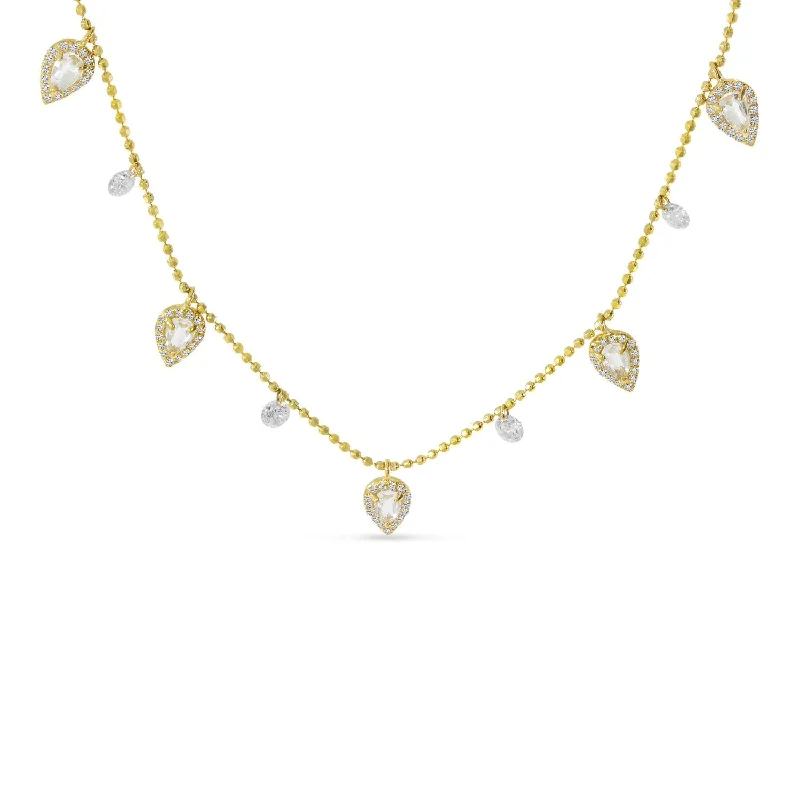 Women's necklaces subtle-gleam-DASHING DIAMOND & PEAR-SHAPED WHITE TOPAZ NECKLACE P4322-18