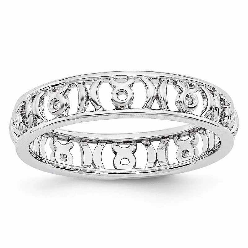 Women's rings arched-band-4mm Sterling Silver Stackable Expressions Taurus Zodiac Ring