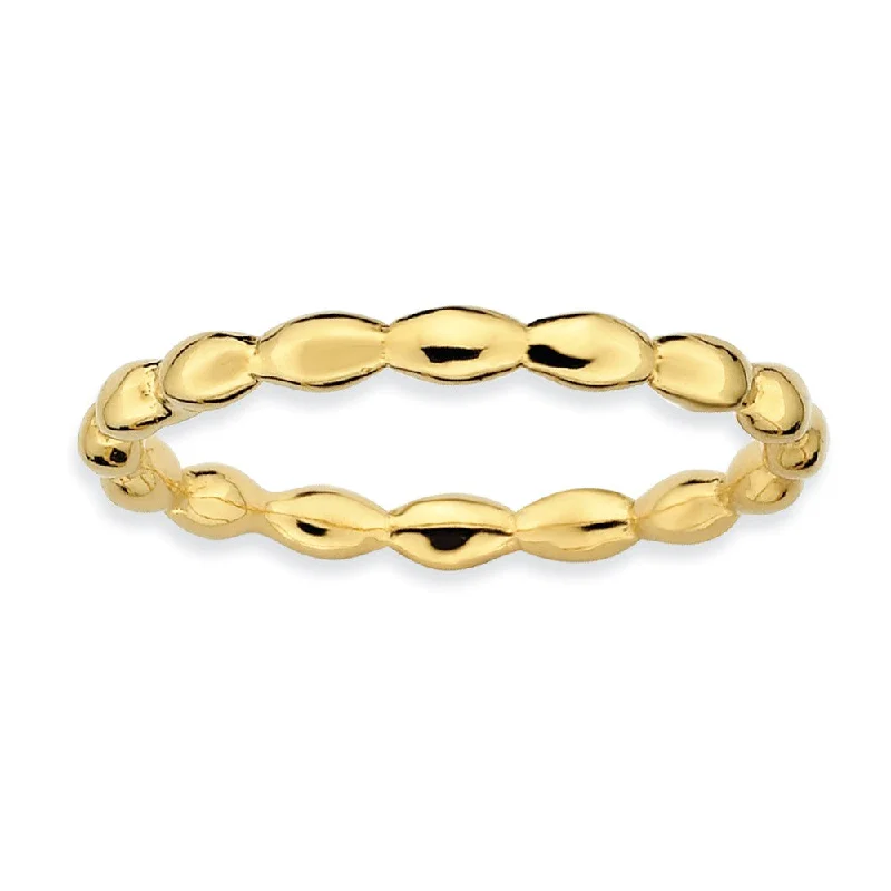 Women's rings soft-twinkle-2.25mm 14k Yellow Gold Plated Sterling Silver Stackable Rice Bead Band