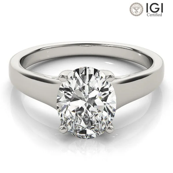 Women's engagement rings subtle-glam-Evelyn Oval Lab Grown Diamond Solitaire Engagement Ring IGI Certified