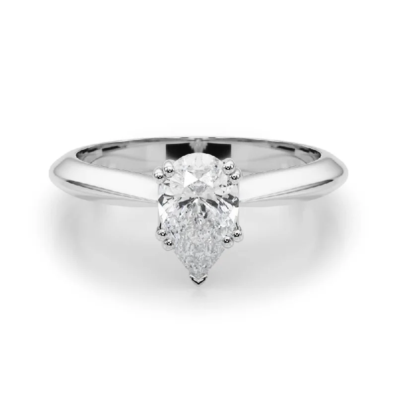 Women's engagement rings satin-platinum-Ava Pear Diamond Solitaire Engagement Ring