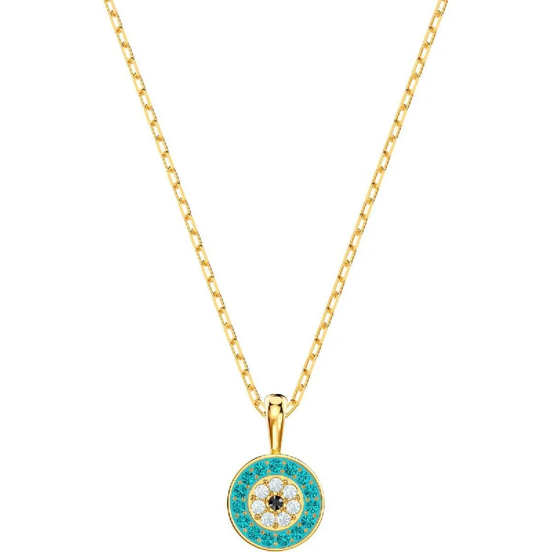 Women's necklaces glowing-charm-Swarovski Women's Necklace - Luckily Gold Tone Round Pendant | 5468916