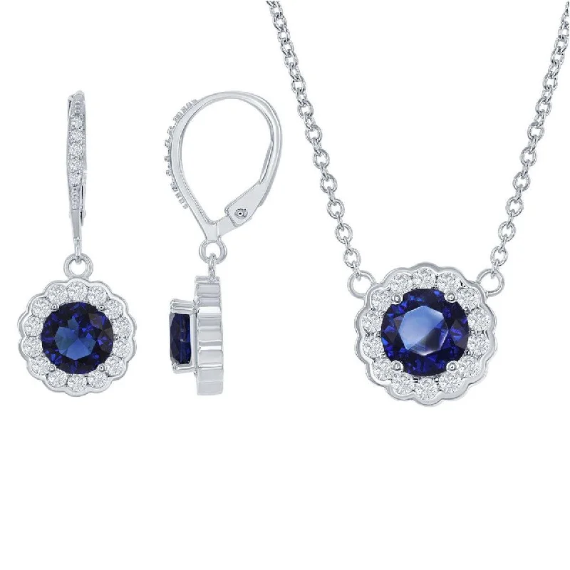 Women's necklaces subtle-gleam-Classic Women's Necklace and Earrings Set - September Birthstone with CZ | HS-5223