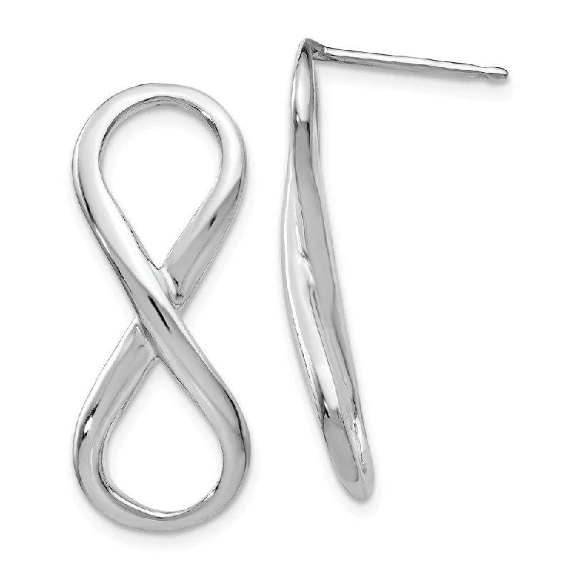 Women's earrings faint-glow-Polished Infinity Symbol Post Earrings in Sterling Silver, 28mm