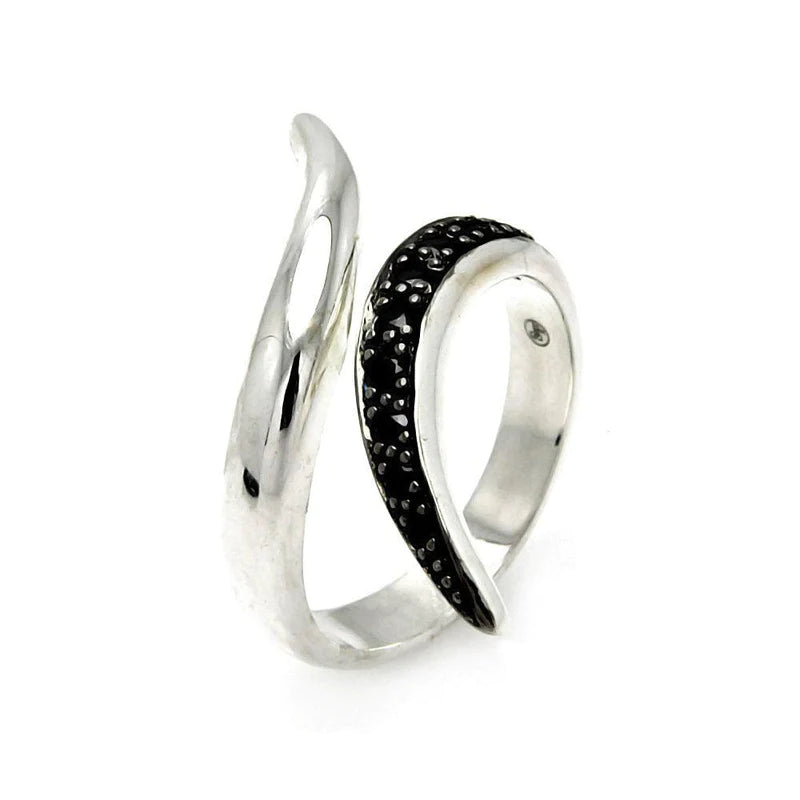 Women's rings celestial-Silver 925 Rhodium and Black Rhodium Plated Black CZ Ring