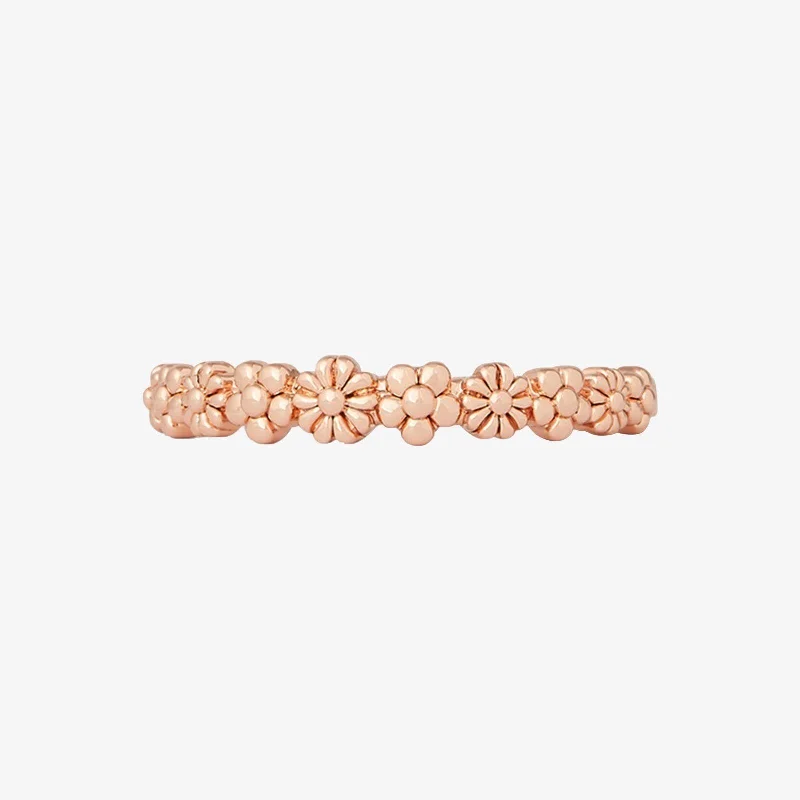 Women's rings subtle-twist-Rose Gold Floral Stacking Ring