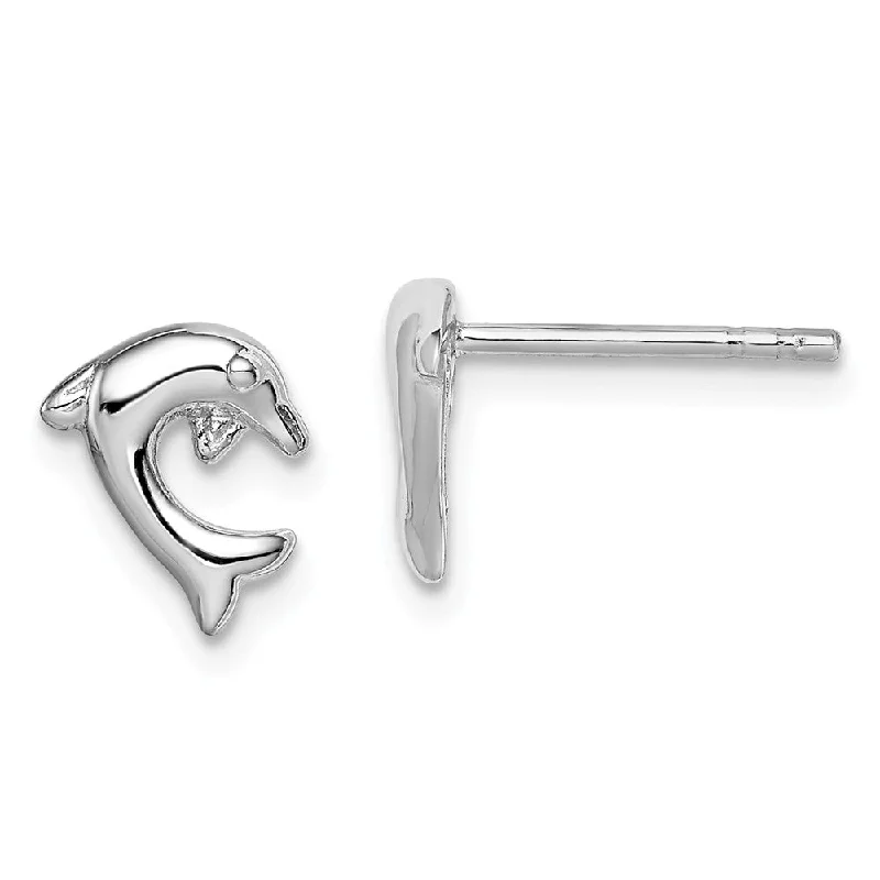 Women's earrings radiant-rose-8mm Polished Dolphin Post Earrings in Sterling Silver