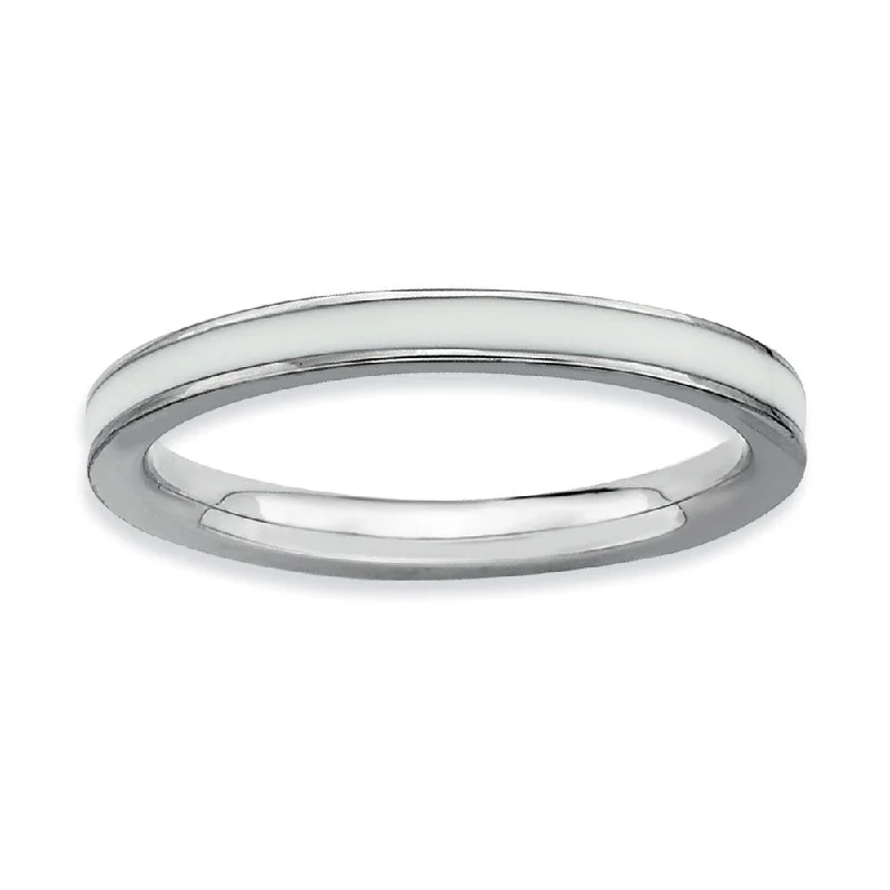 Women's rings playful-luxe-2.25mm Sterling Silver Stackable White Enameled Band