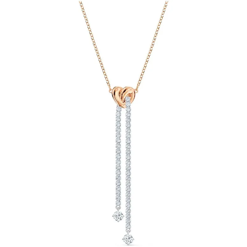 Women's necklaces subtle-gleam-Swarovski Women's Necklace - Lifelong Heart Rose Gold and Silver Tone | 5517952