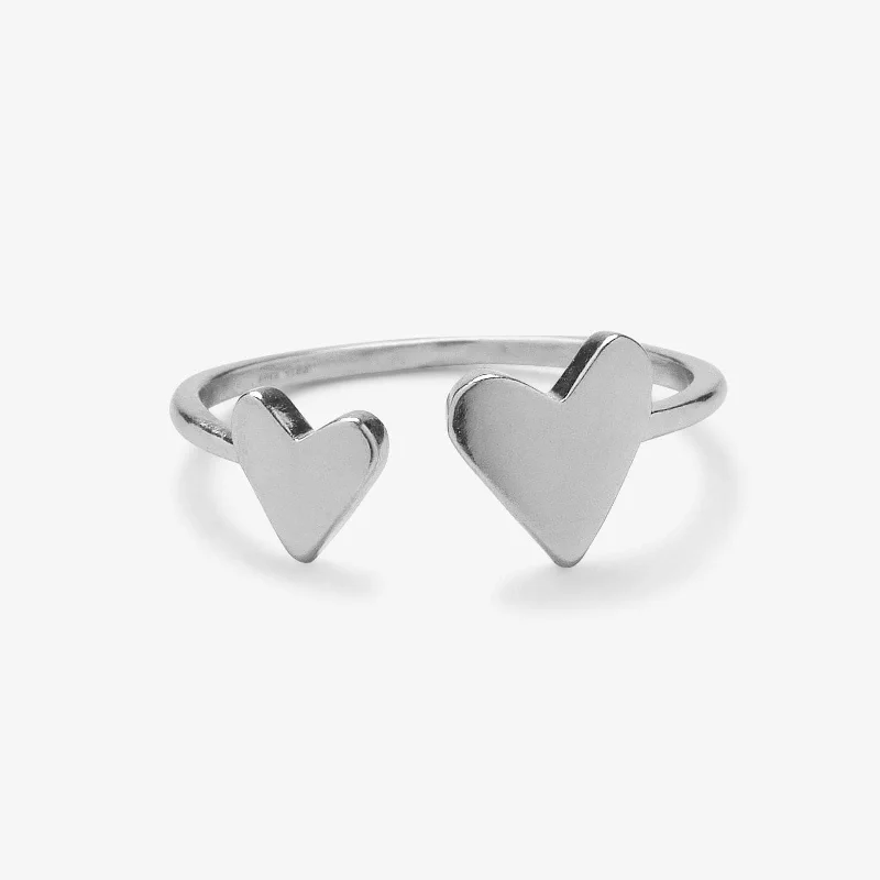 Women's rings modern-vine-Two Hearts Open Ring