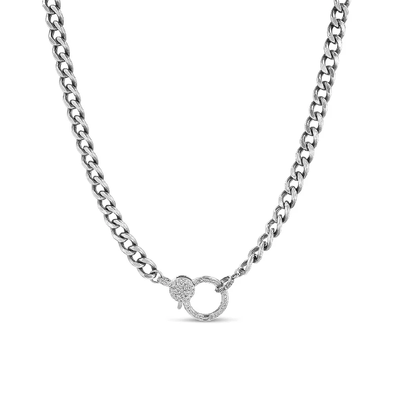 Women's necklaces playful-charm-Short Heavy Cable Chain Necklace with Diamond Claw Clasp - 18" NB000064