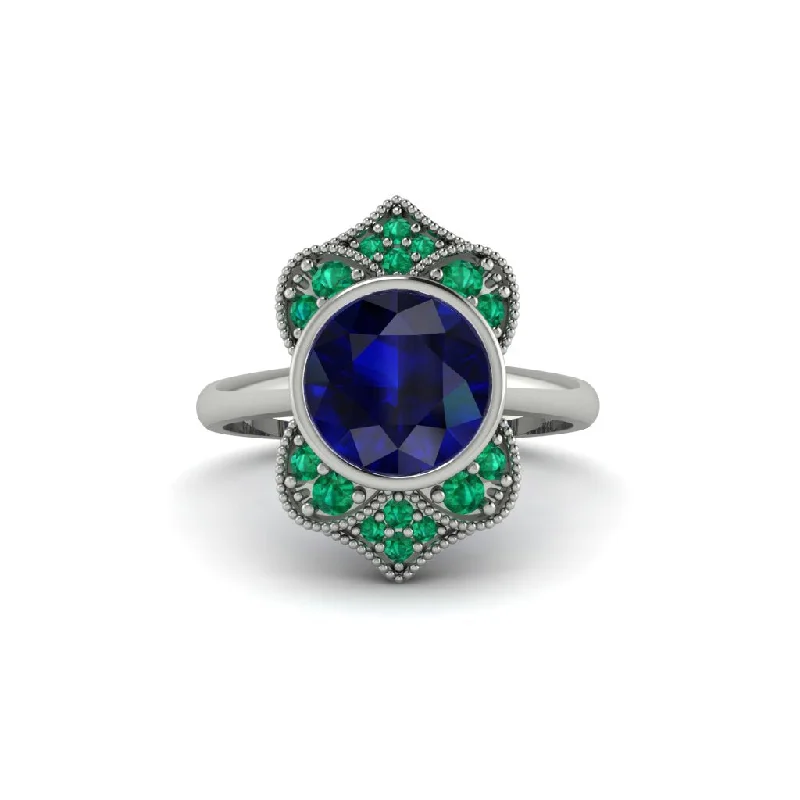 Women's engagement rings festive-brilliance-Sapphire Bezel Vintage-Inspired Engagement Ring - Olive No. 30