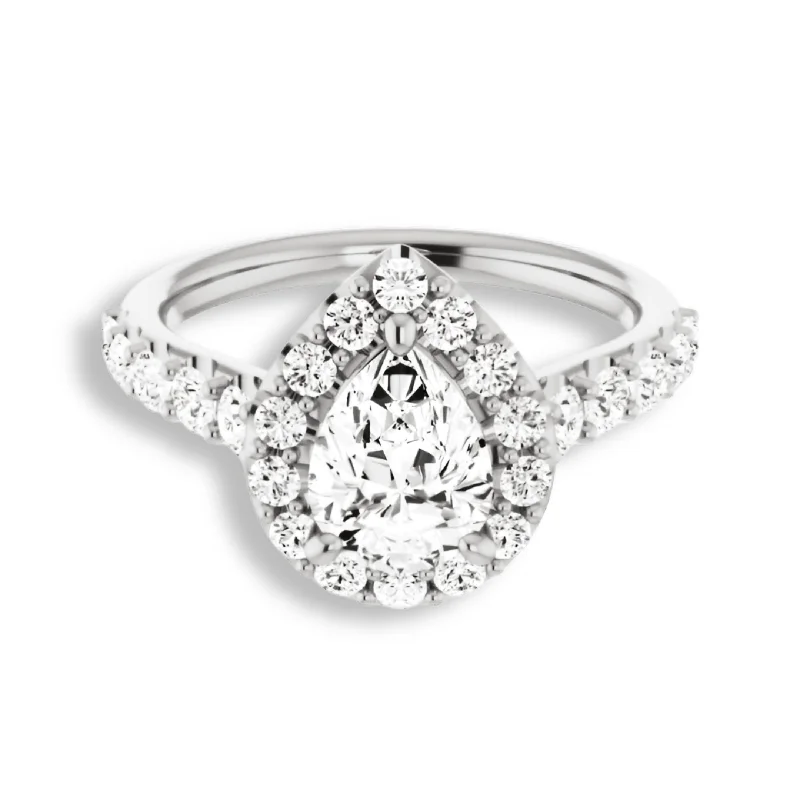 Women's engagement rings luminous-spark-Pear Cut Diamond Halo Engagement Ring